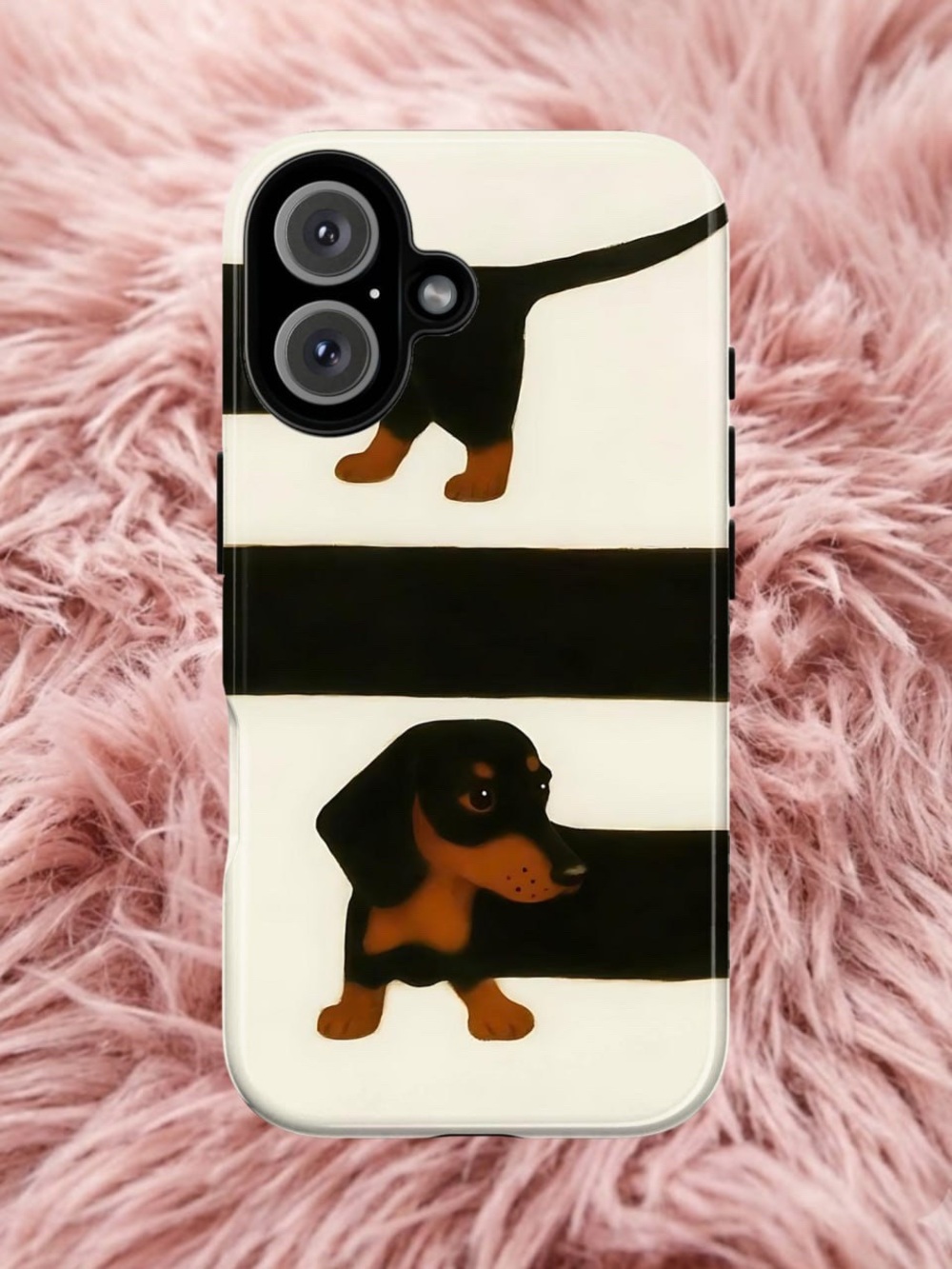 Cute Dachshund Phone Case - Black and White Dog Design